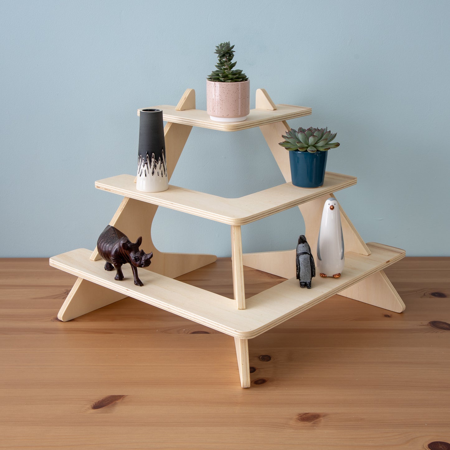 Corner Display Stand with 90 Degree 3 Tier Shelving