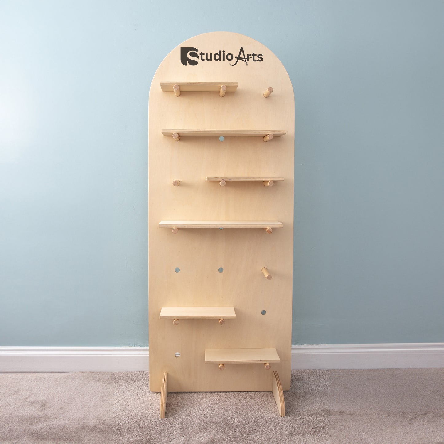 Large Curved Free-standing Pegboard Display Stand