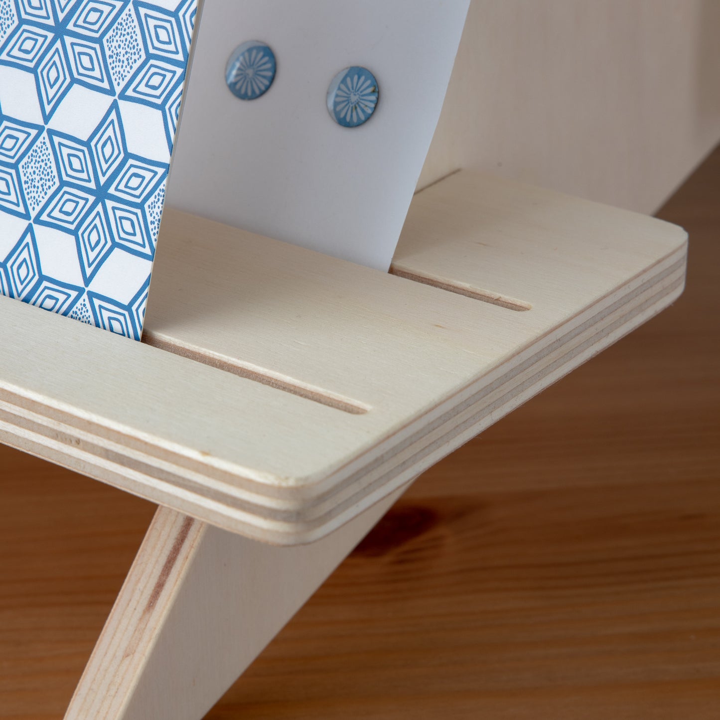 Curved Table Top Pegboard Display Stand with Tiered Shelving