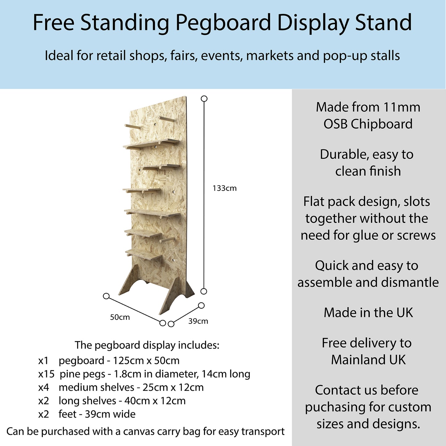 Free-standing OSB Pegboard Display Stand