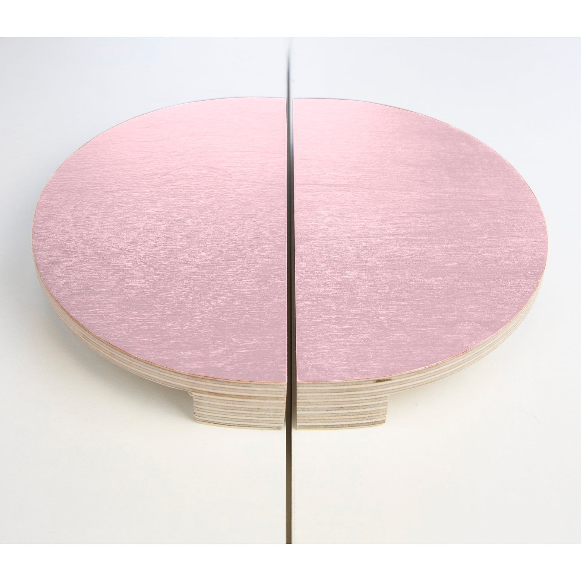 pink plywood kitchen handles