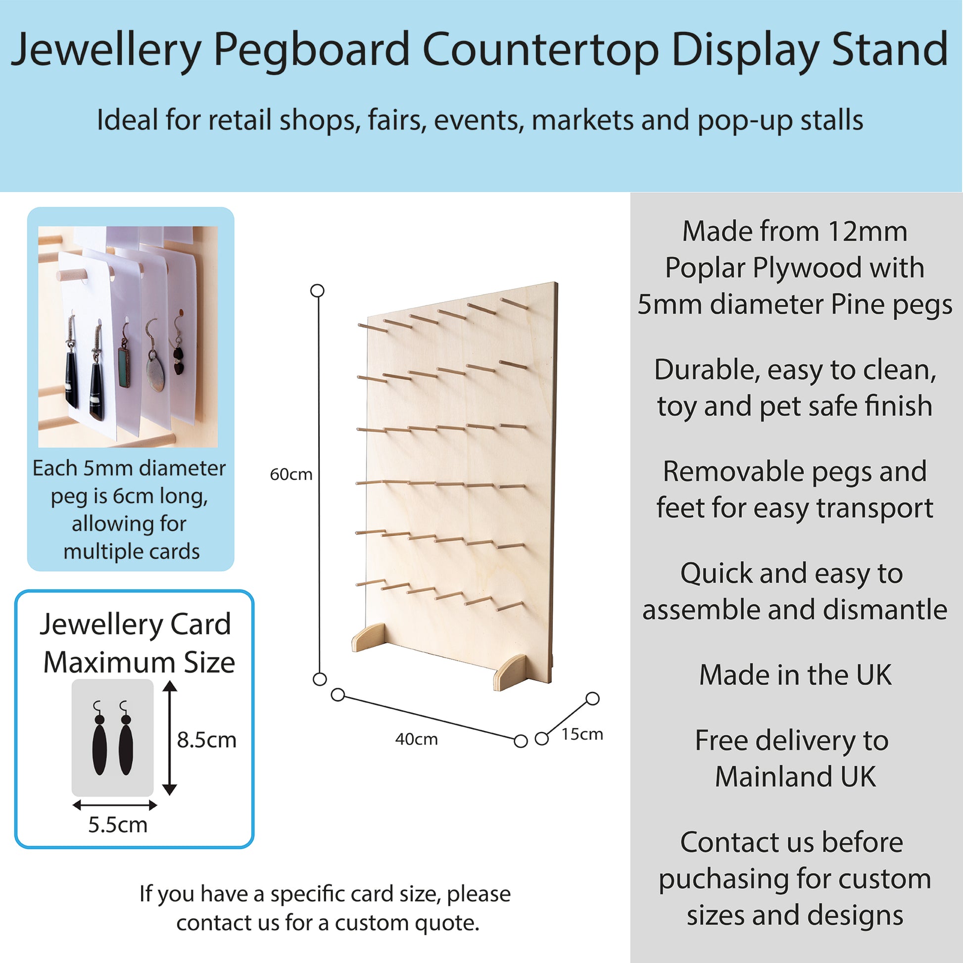 jewellery pegboard countertop stand