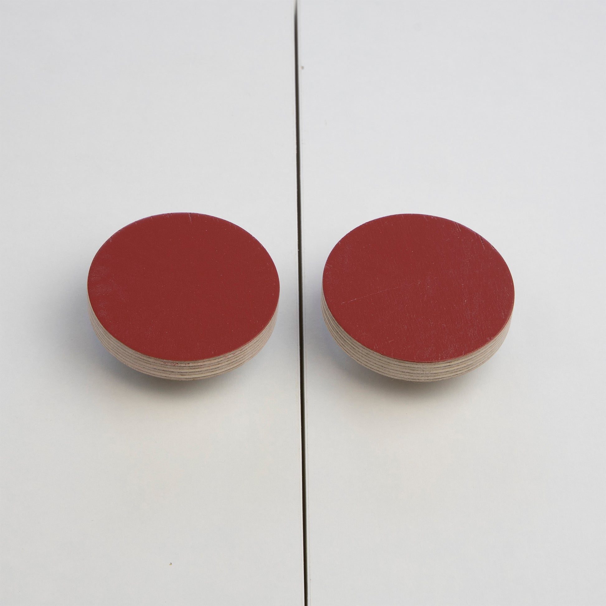 red plywood knobs