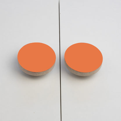 orange kitchen plywood knobs