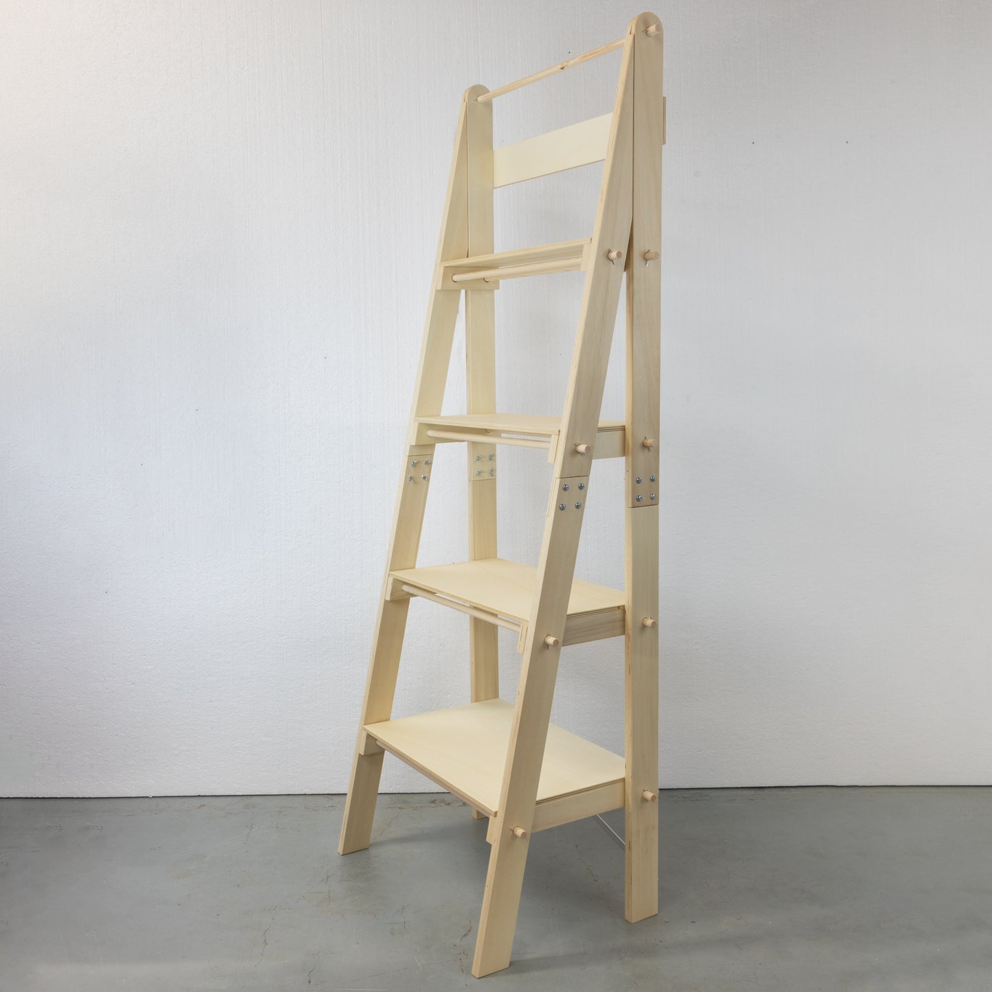 Slimline Retail Ladder Shelving Display Stand with Vertical Back