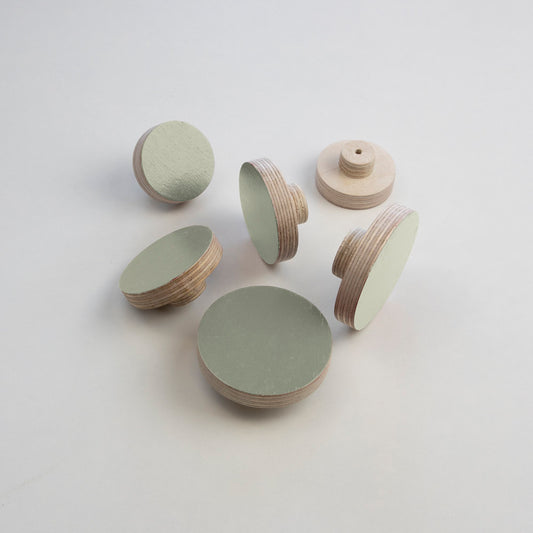 pastel green plywood knobs