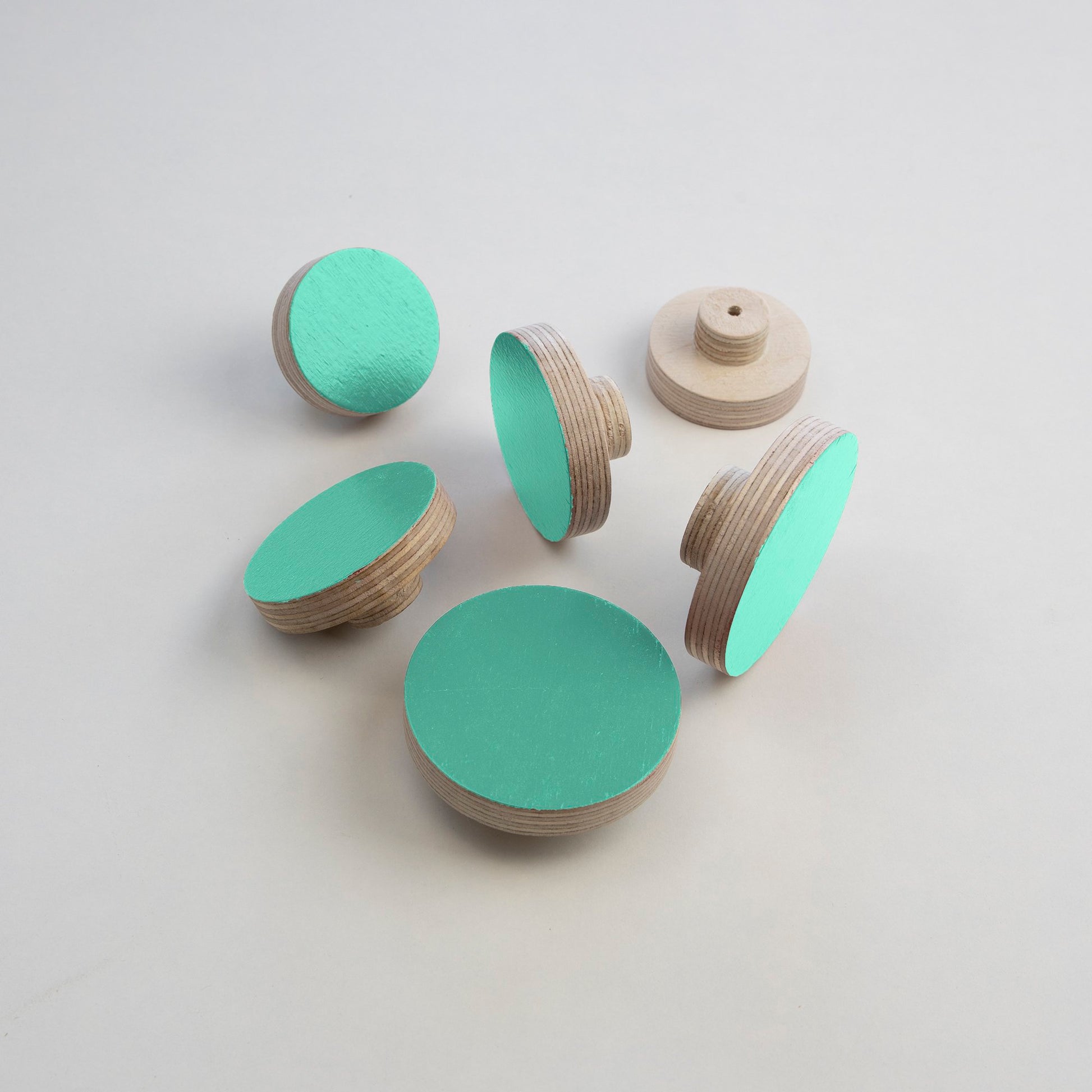 mint green plywood knobs