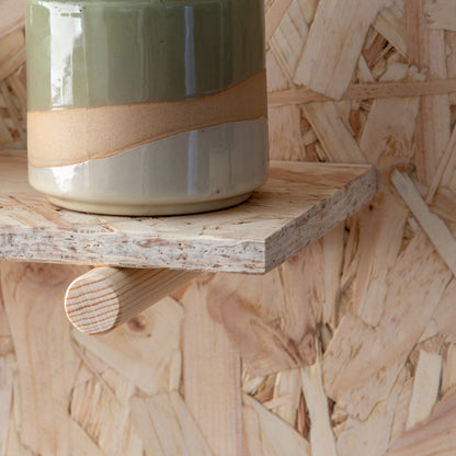 Curved OSB Table Top Pegboard Display Stand