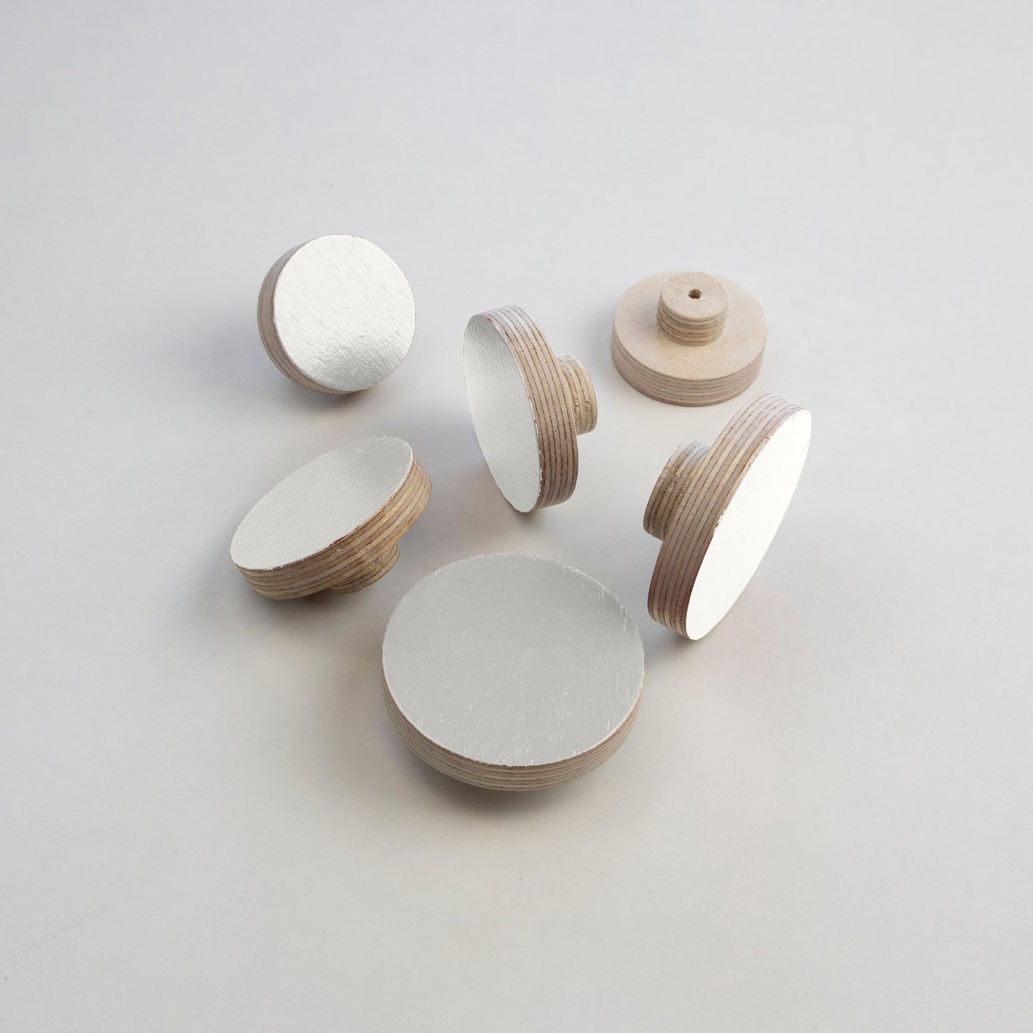 White Round Plywood Knobs