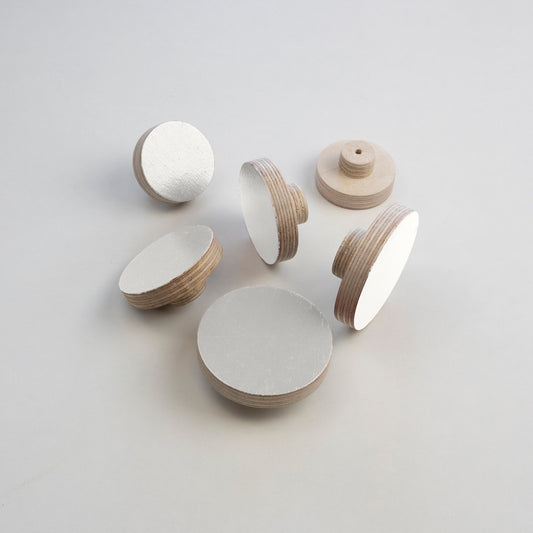 White Round Plywood Knobs