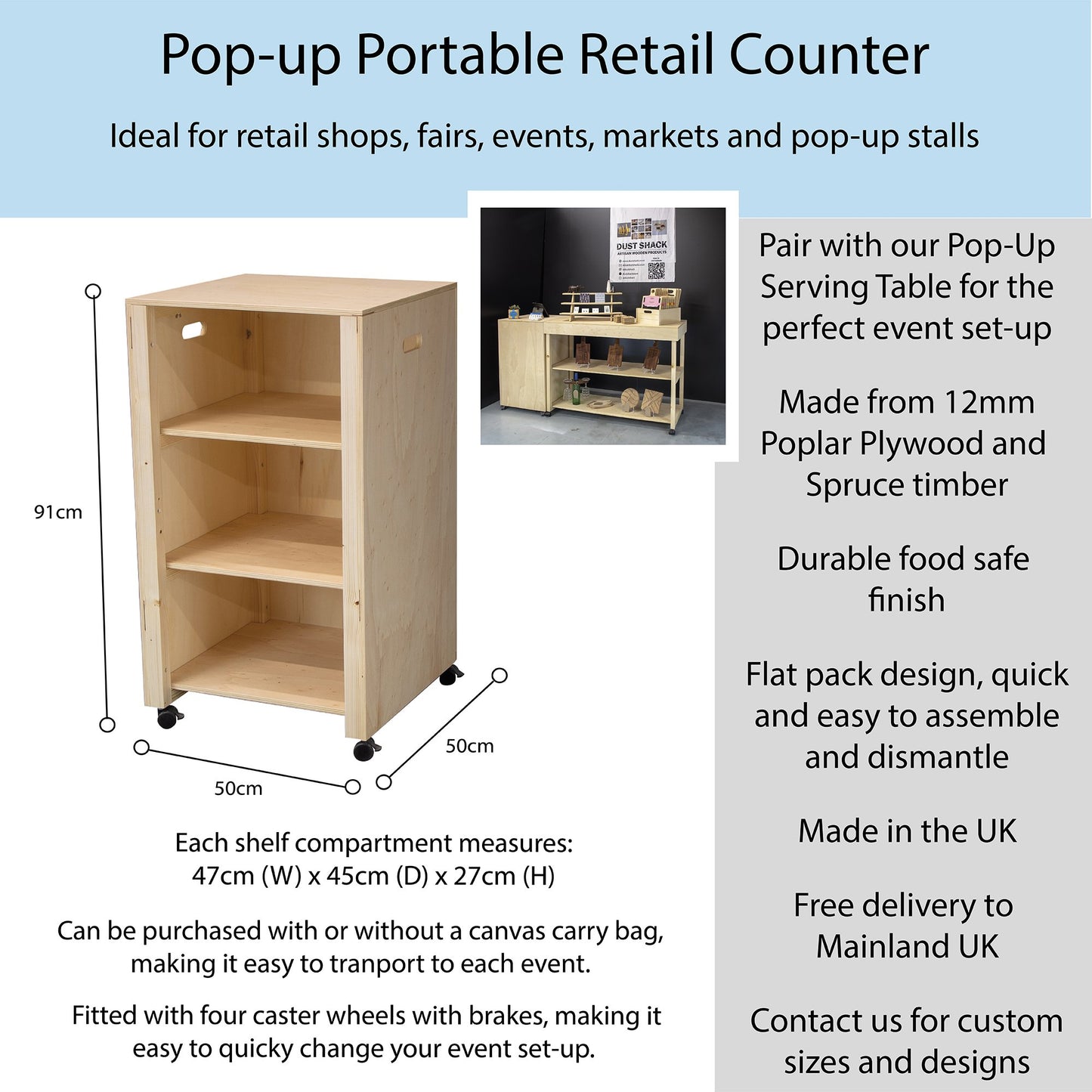 Pop-up Retail Till Counter Stand with Shelving