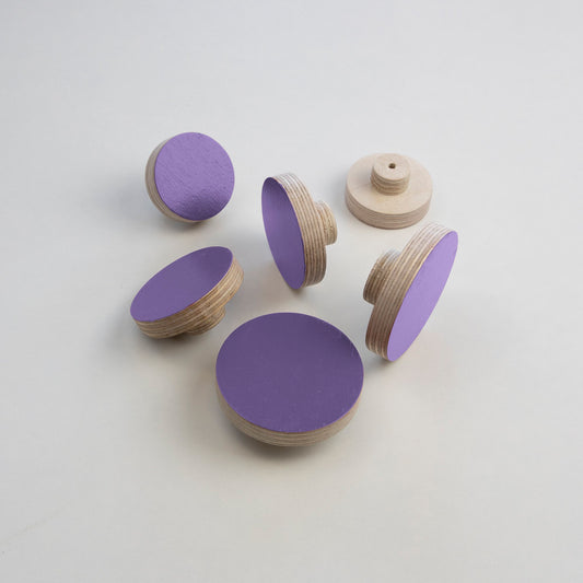 purple plywood knobs