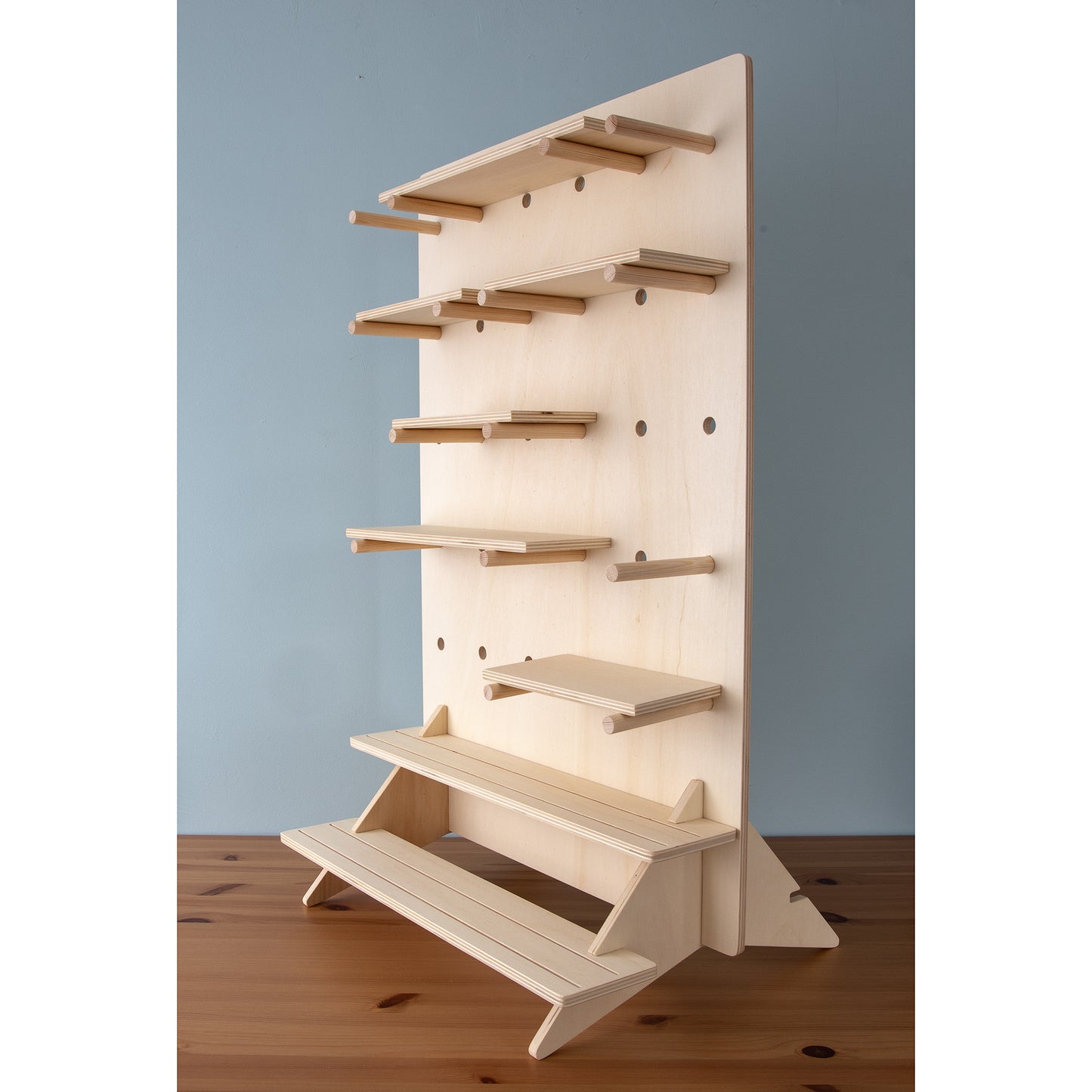 Rectangular Table Top Pegboard Display Stand with Tiered Shelving