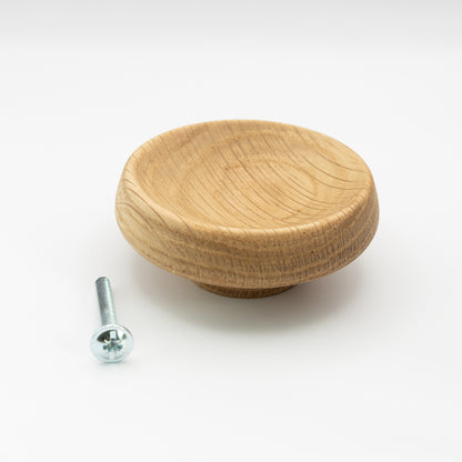 Round Solid Oak Concaved Knob for Cabinet Doors and Drawers 67mm