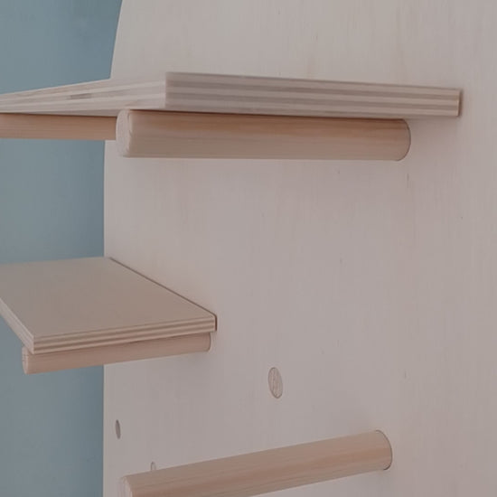 peg board with shelving