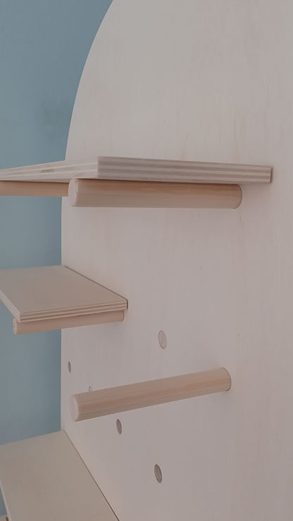 peg board with shelving